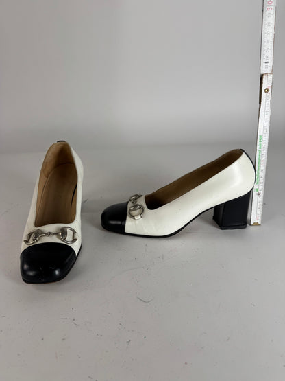 Vintage Gucci Horsebit Pumps Black White EU36,5