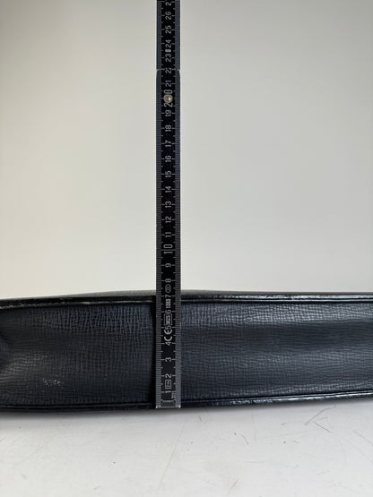 Vintage Burberry Men's Textured Leather Briefcase Black Gold