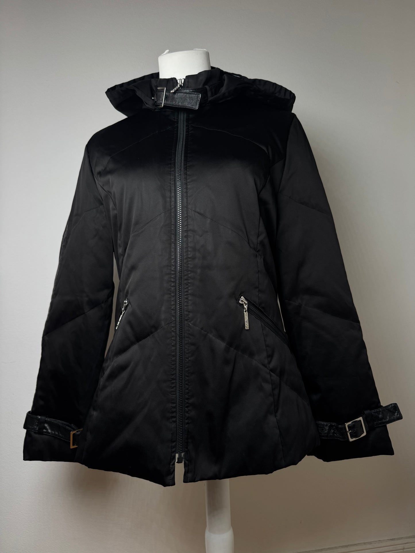 Vintage Courreges Puffer Leather Jacket 38/M black