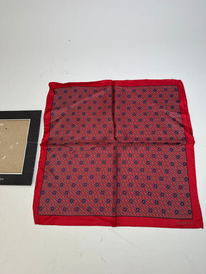 Vintage Dior Silk Pocket Square Red Blue with Box