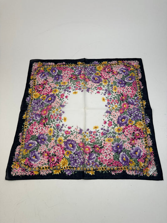 Vintage Celine Paris Multicolor Floral Scarf