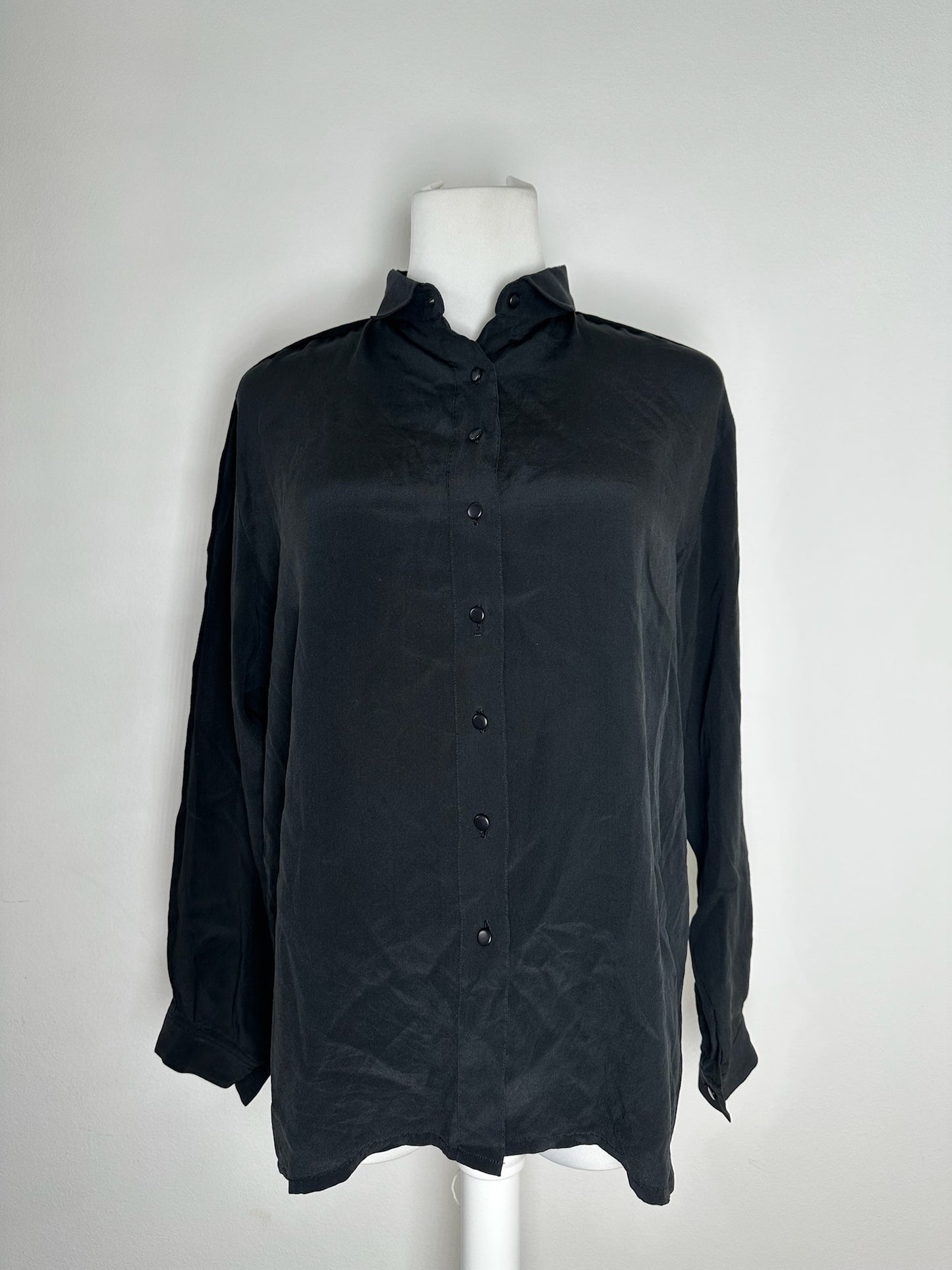 Vintage Dior Silk Shirt Black M