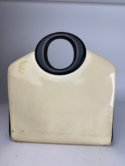 Vintage Dior Patent Leather Handbag Black White