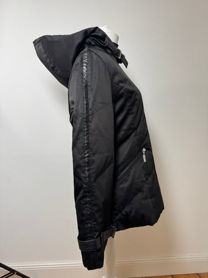 Vintage Courreges Puffer Leather Jacket 38/M black