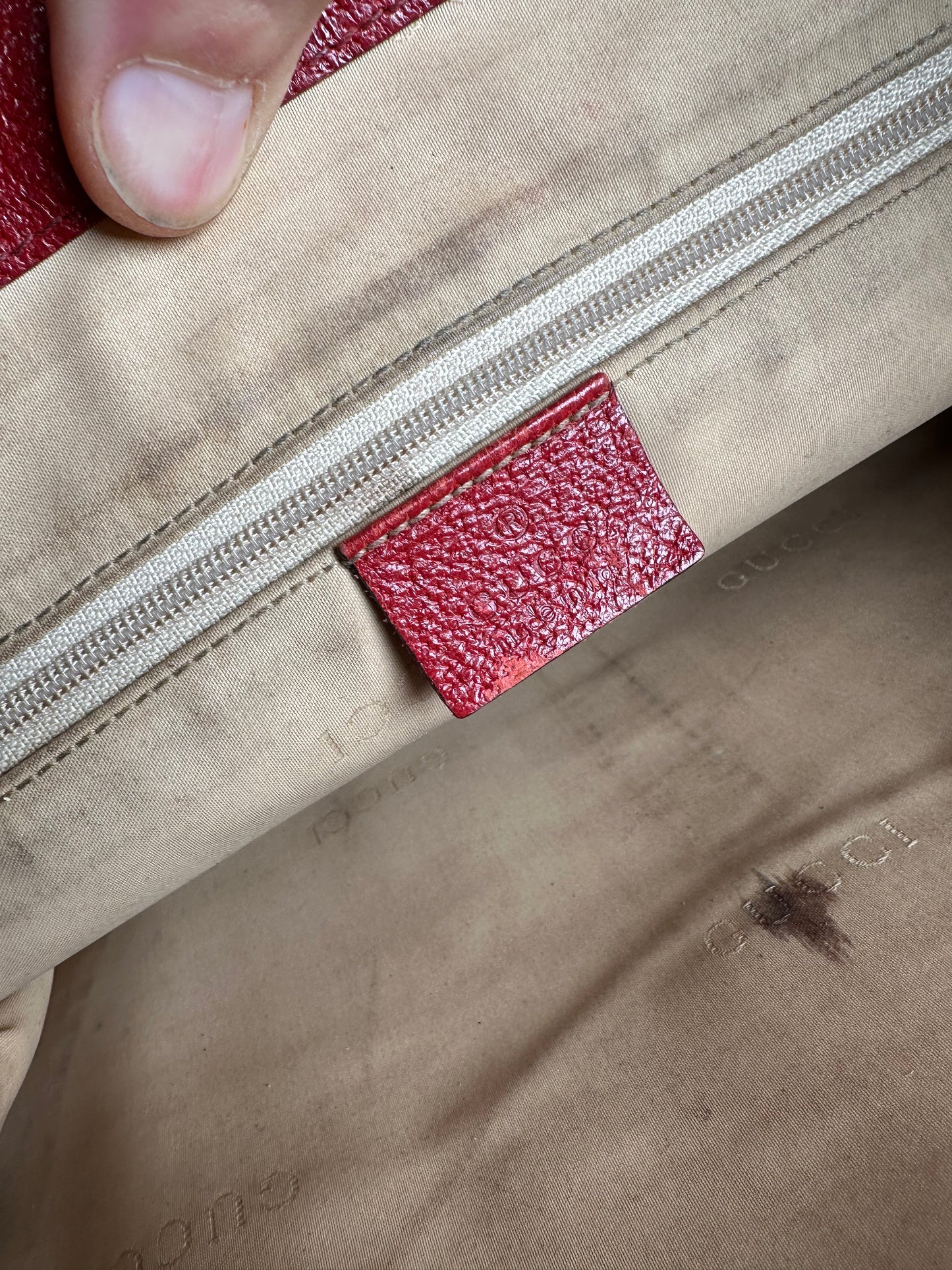 Vintage Gucci Jackie Pigskin Leather Shoulder Bag Red