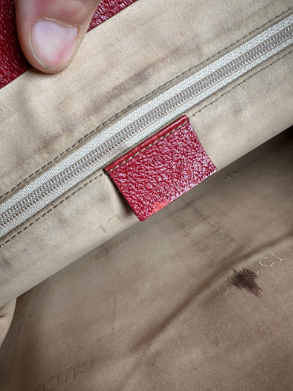 Vintage Gucci Jackie Pigskin Leather Shoulder Bag Red