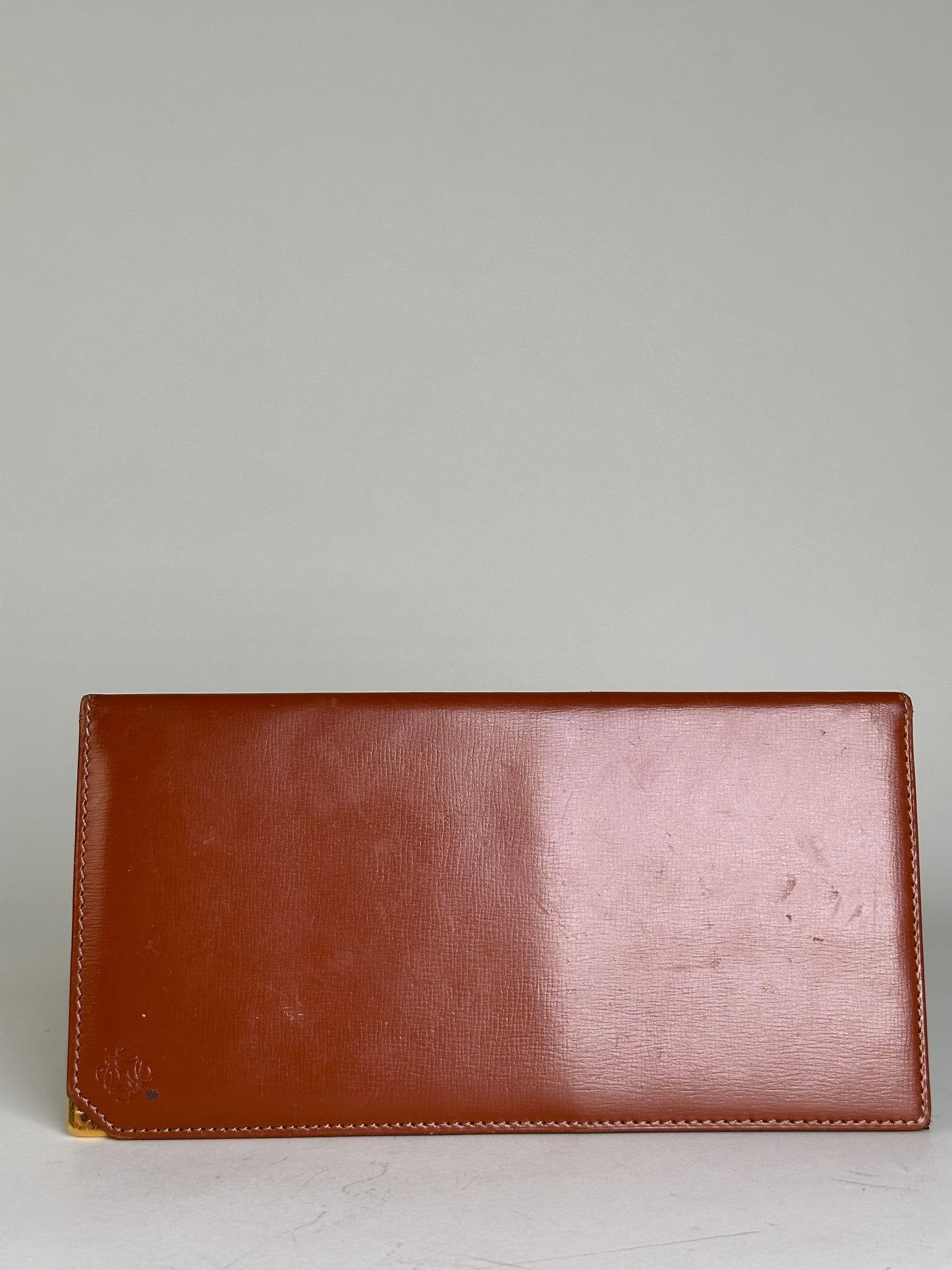 Vintage Yves Saint Laurent Smooth Leather Wallet Brown Gold