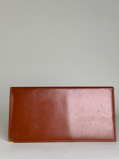 Vintage Yves Saint Laurent Smooth Leather Wallet Brown Gold