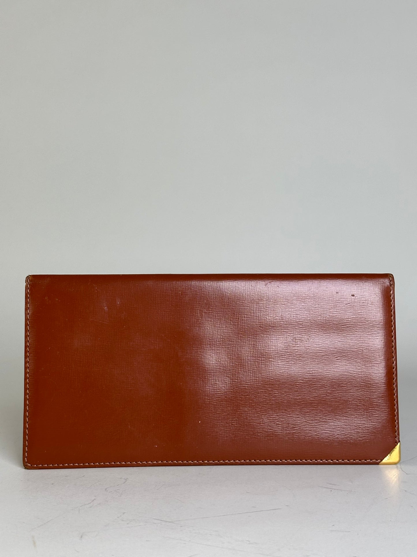 Vintage Yves Saint Laurent Smooth Leather Wallet Brown Gold