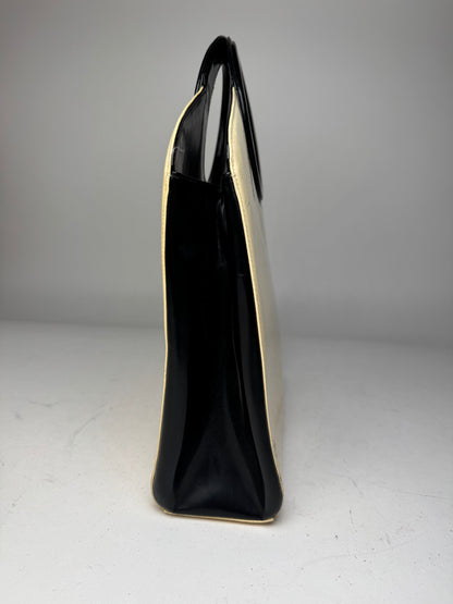 Vintage Dior Patent Leather Handbag Black White