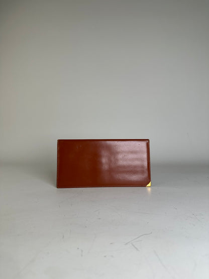 Vintage Yves Saint Laurent Smooth Leather Wallet Brown Gold