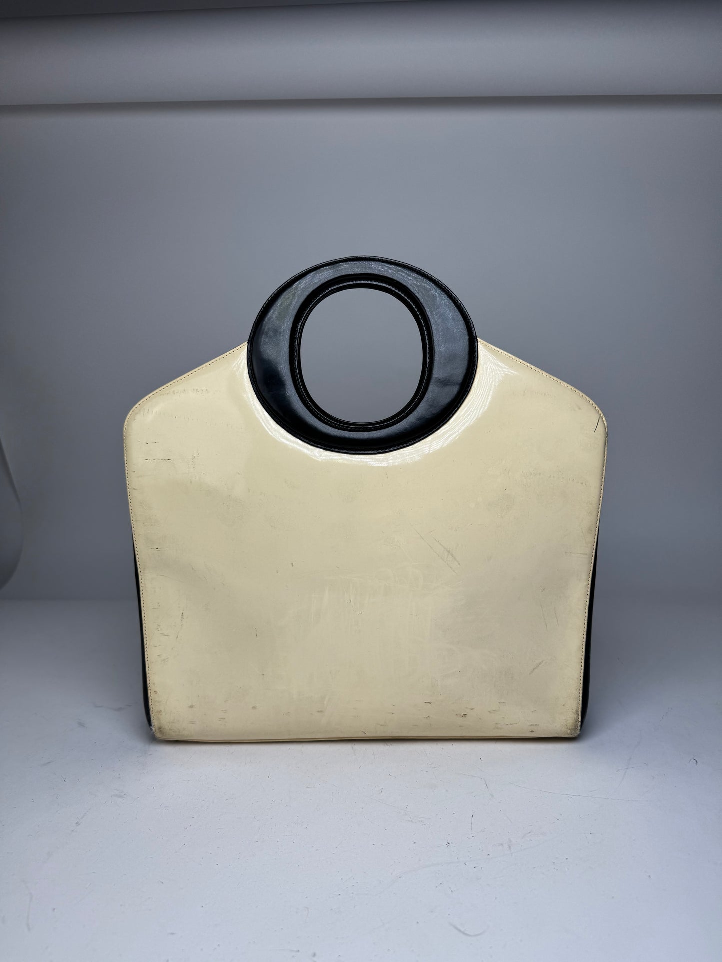 Vintage Dior Patent Leather Handbag Black White