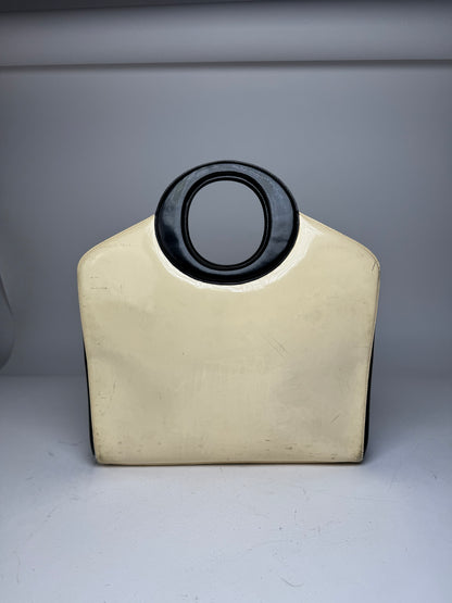 Vintage Dior Patent Leather Handbag Black White