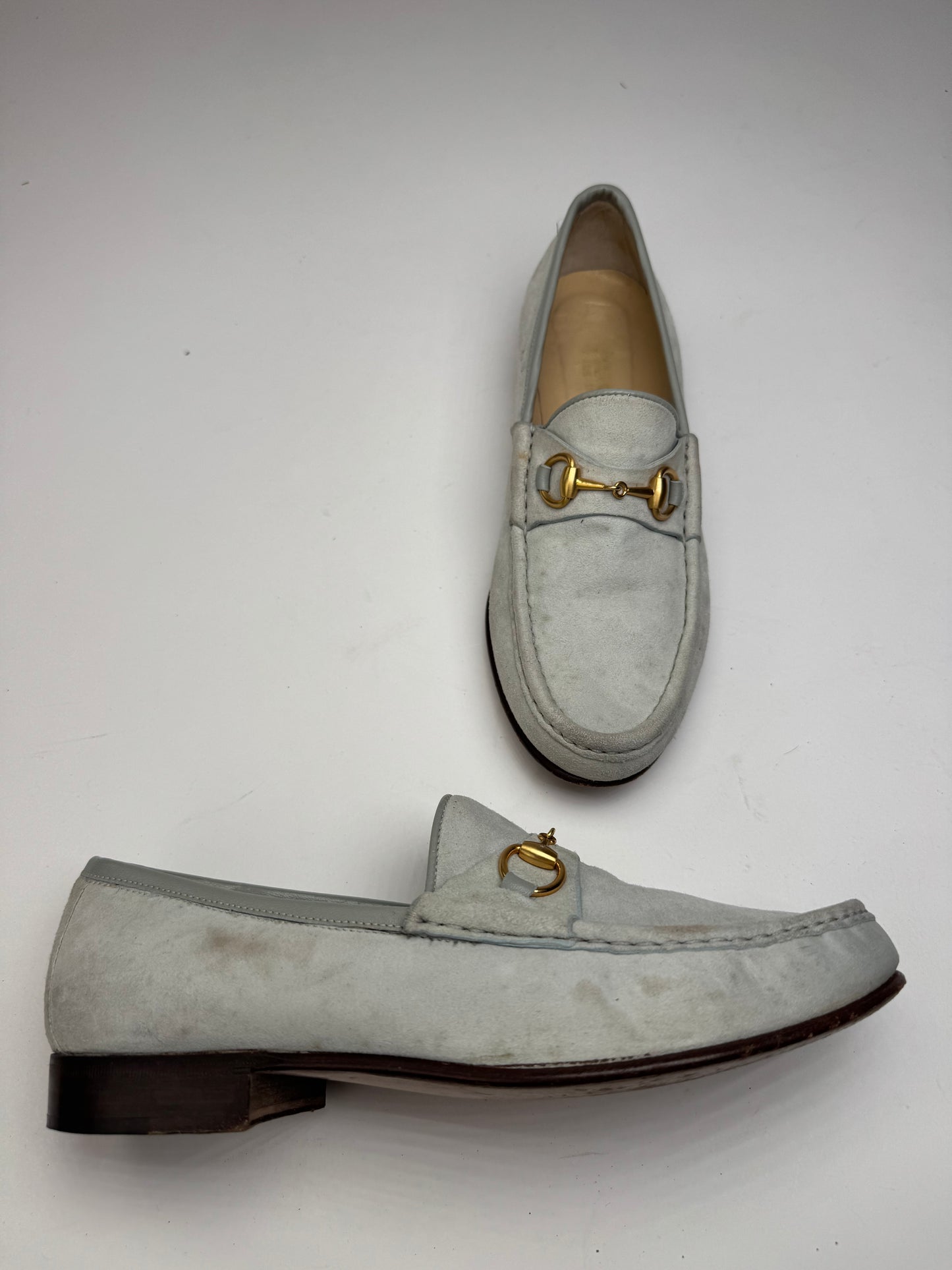 Vintage Gucci Suede Horsebit Loafer Light Blue 36,5C