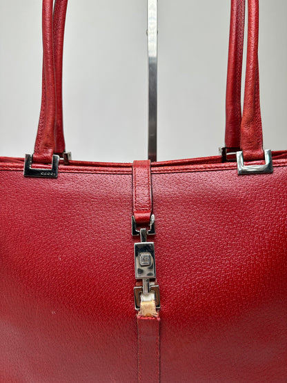 Vintage Gucci Jackie Pigskin Leather Shoulder Bag Red