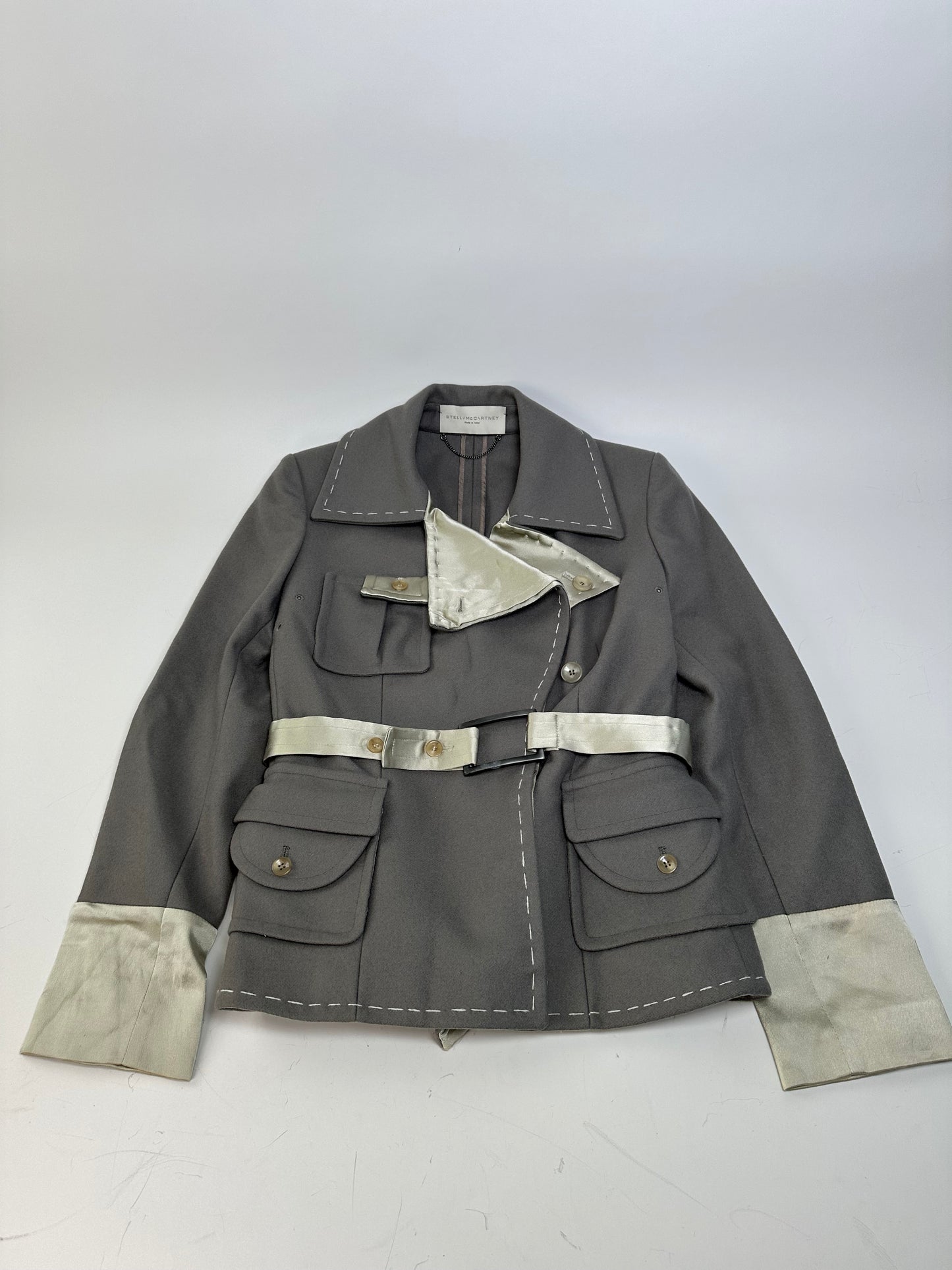 Vintage Stella McCartney Wool Satin Blazer Grey Silver M