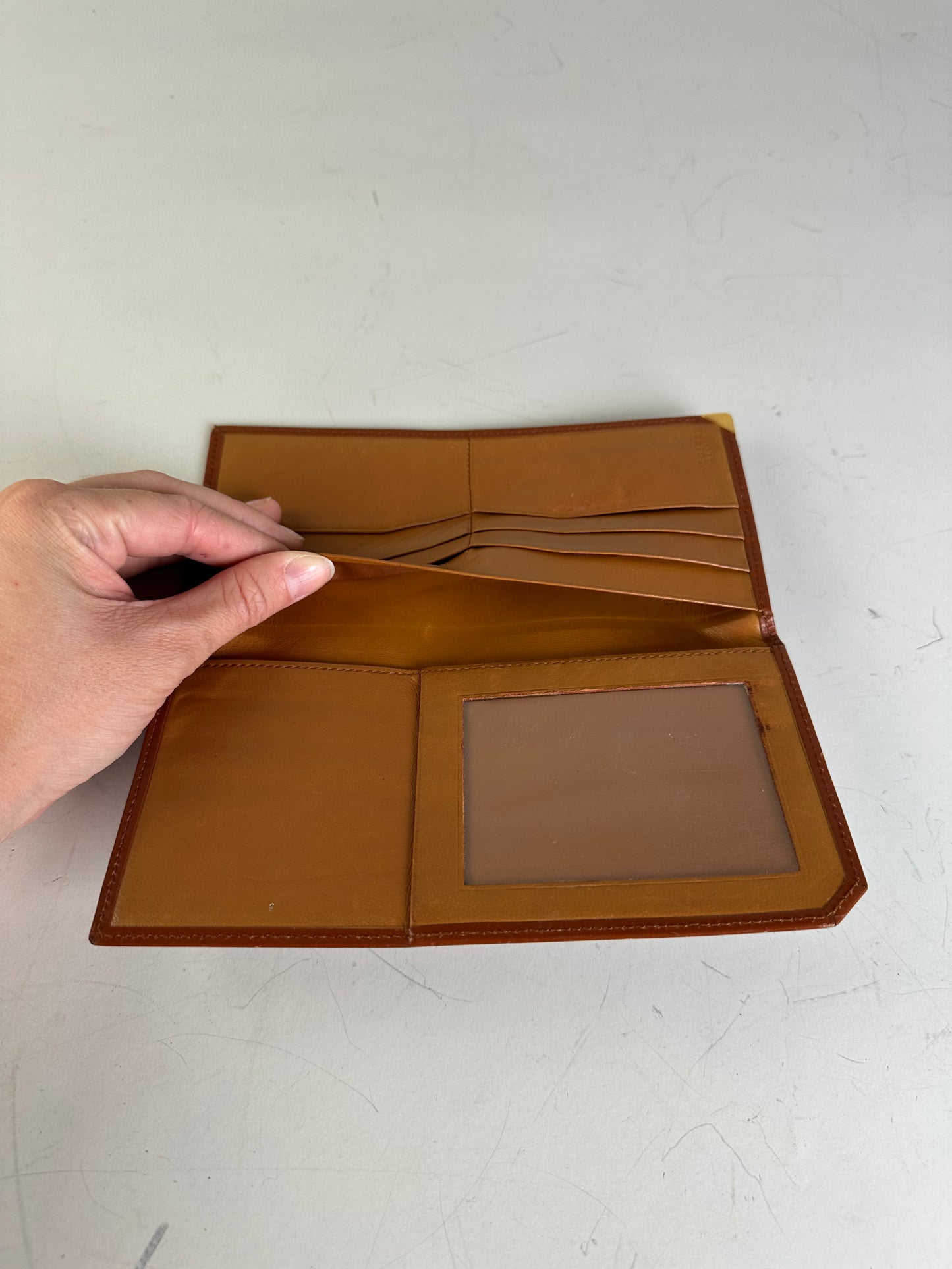 Vintage Yves Saint Laurent Smooth Leather Wallet Brown Gold