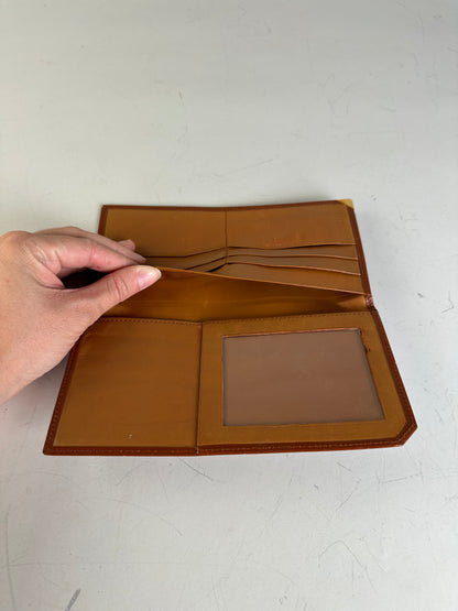 Vintage Yves Saint Laurent Smooth Leather Wallet Brown Gold