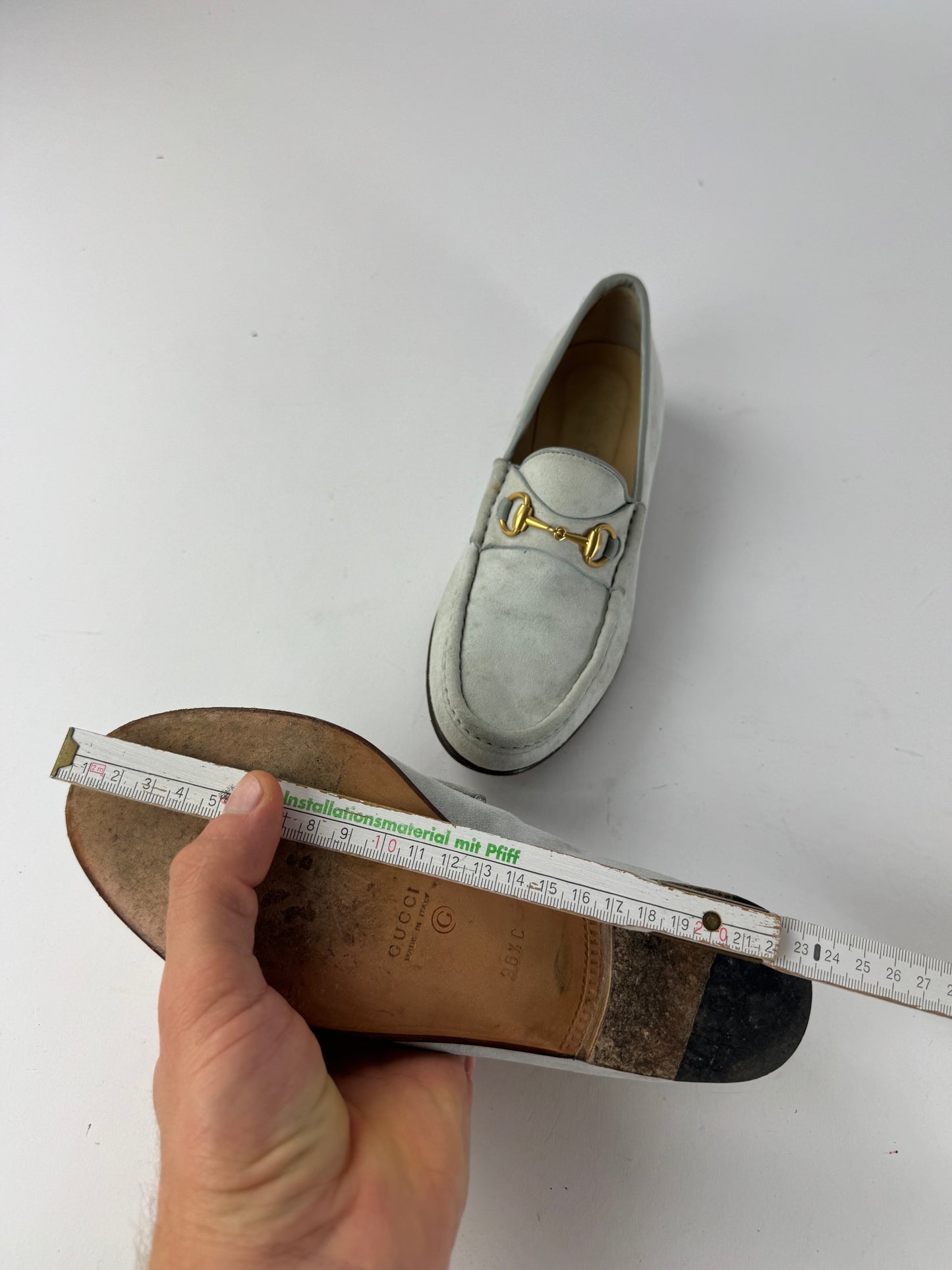 Vintage Gucci Suede Horsebit Loafer Light Blue 36,5C