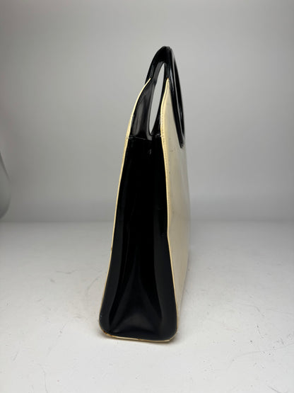 Vintage Dior Patent Leather Handbag Black White