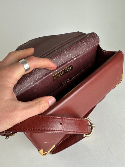 Vintage Cartier Leather Shoulder Bag Burgundy