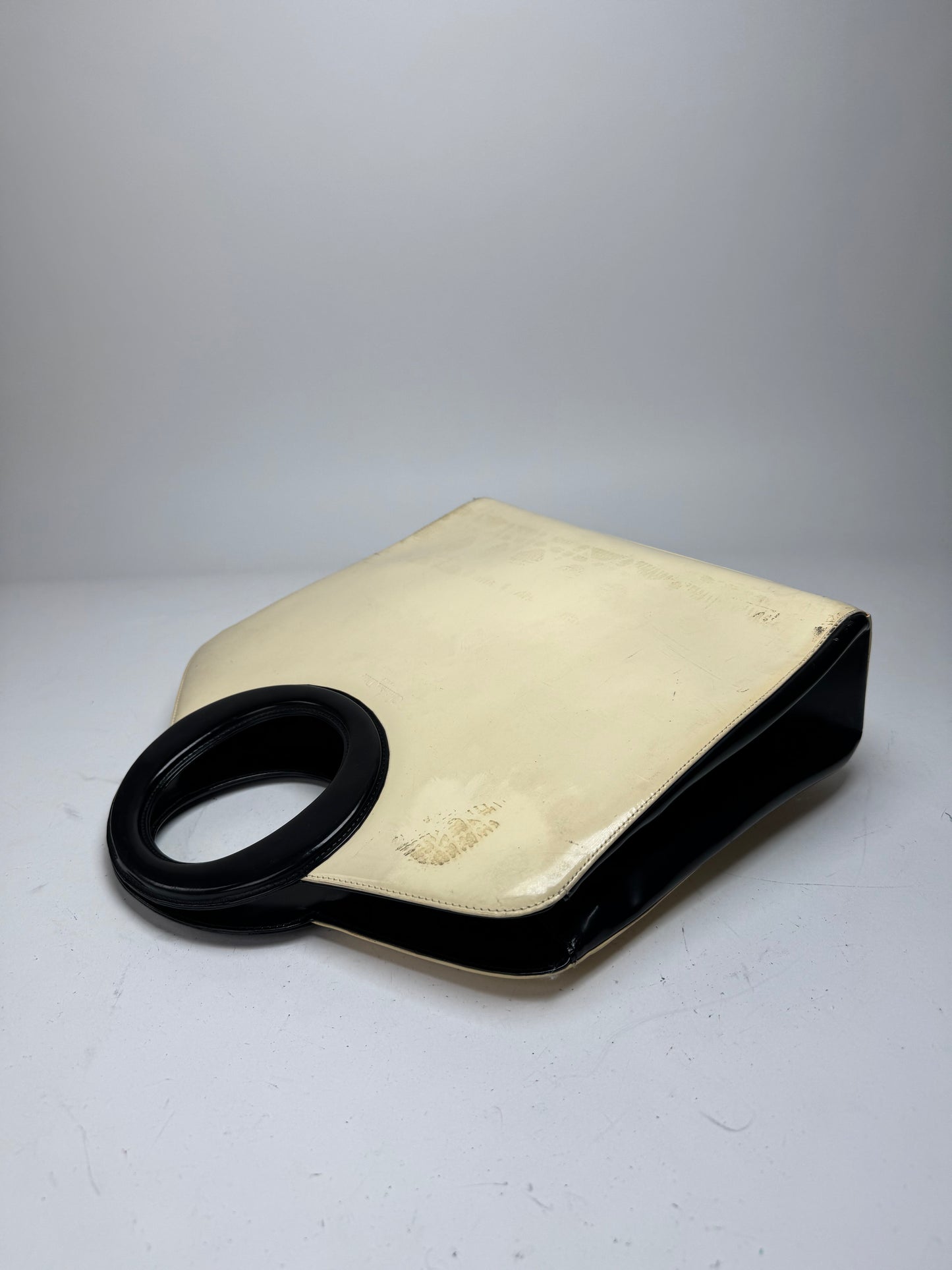 Vintage Dior Patent Leather Handbag Black White