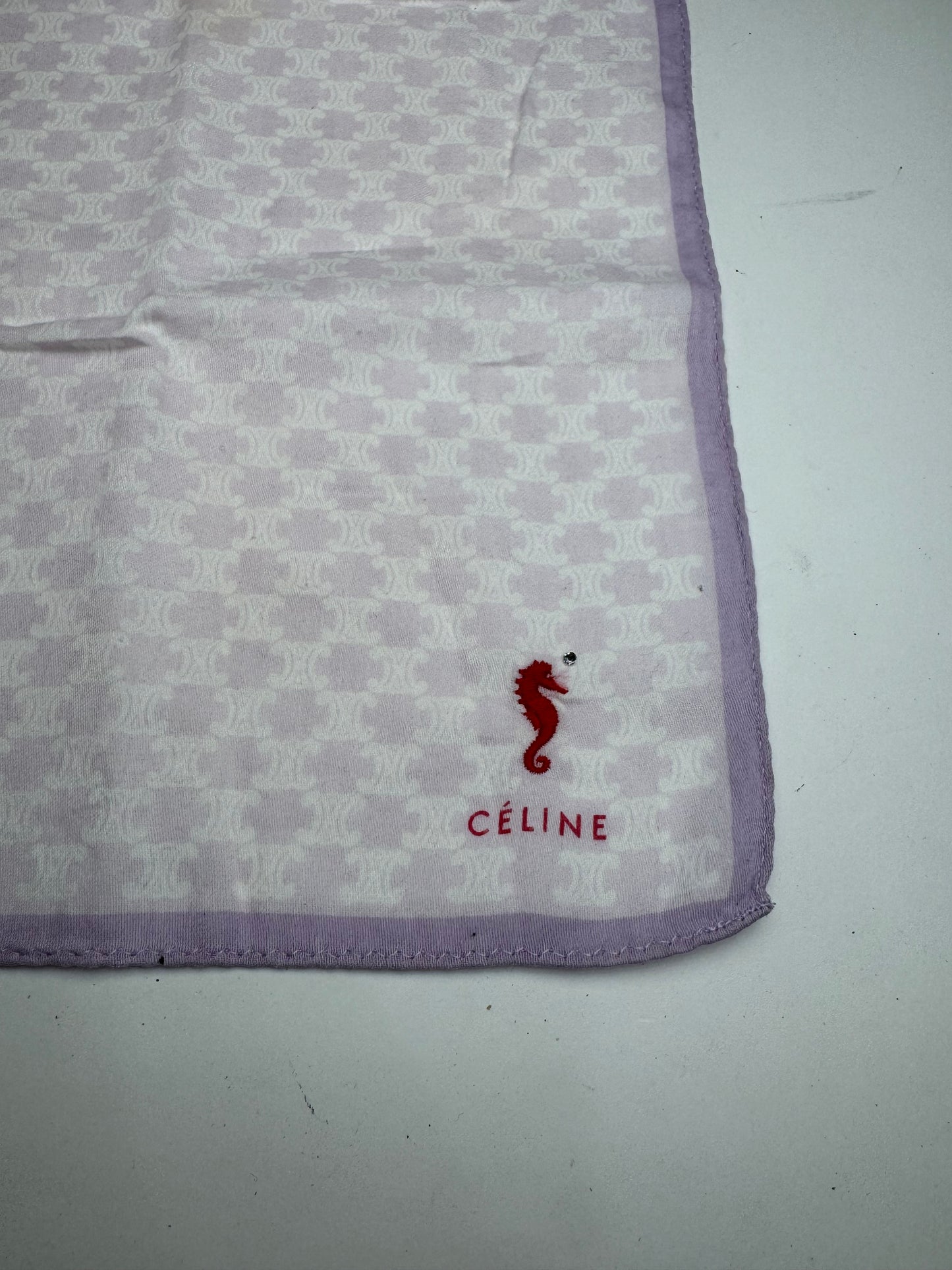 Vintage Celine Paris Monogram Scarf beige purple