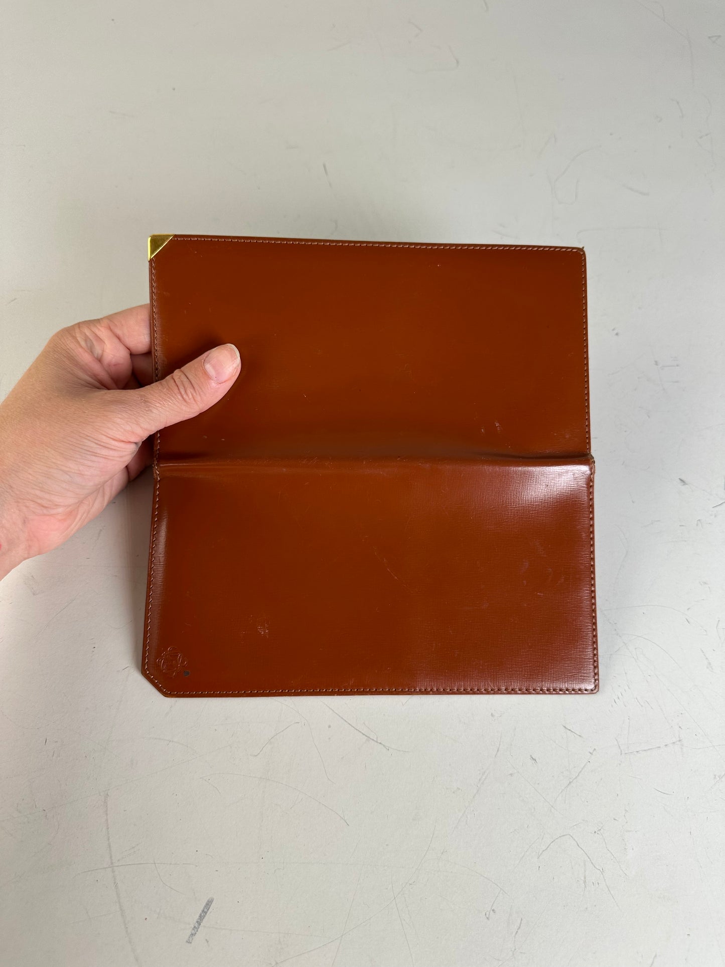 Vintage Yves Saint Laurent Smooth Leather Wallet Brown Gold