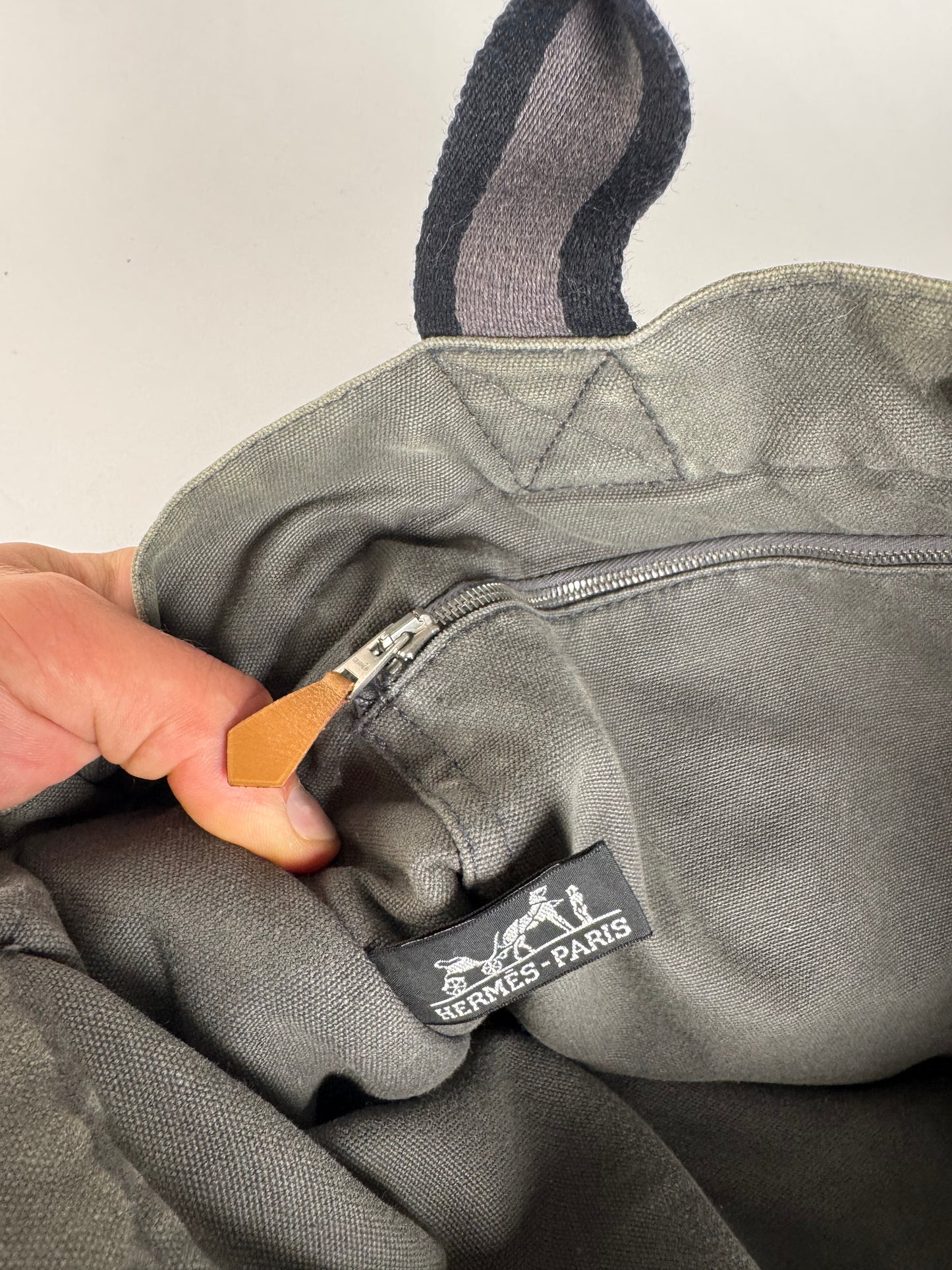 Vintage Hermes Shopper Bag Grey