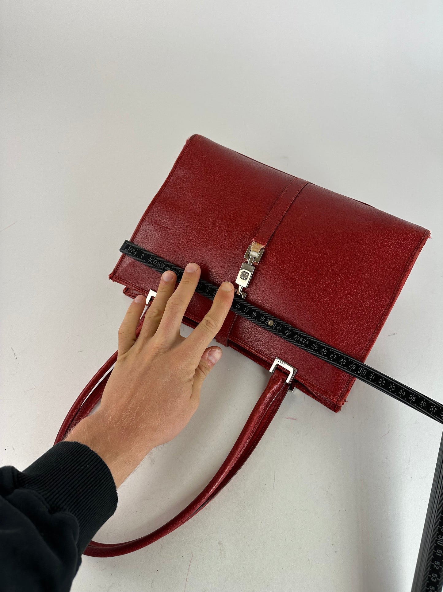 Vintage Gucci Jackie Pigskin Leather Shoulder Bag Red