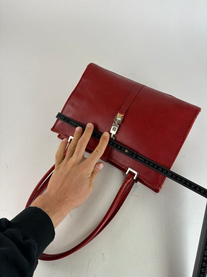 Vintage Gucci Jackie Pigskin Leather Shoulder Bag Red