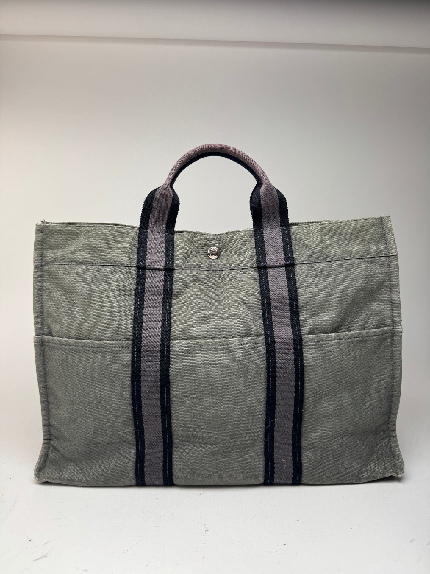Vintage Hermes Shopper Bag Grey