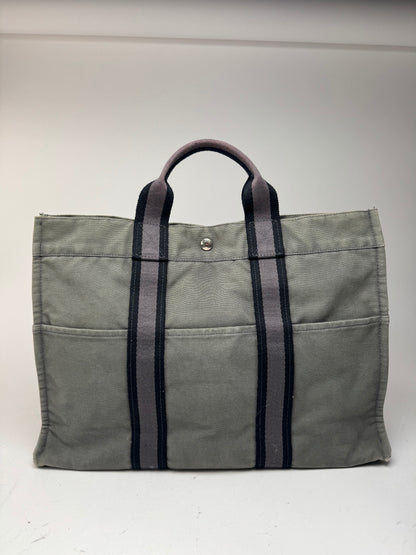 Vintage Hermes Shopper Bag Grey