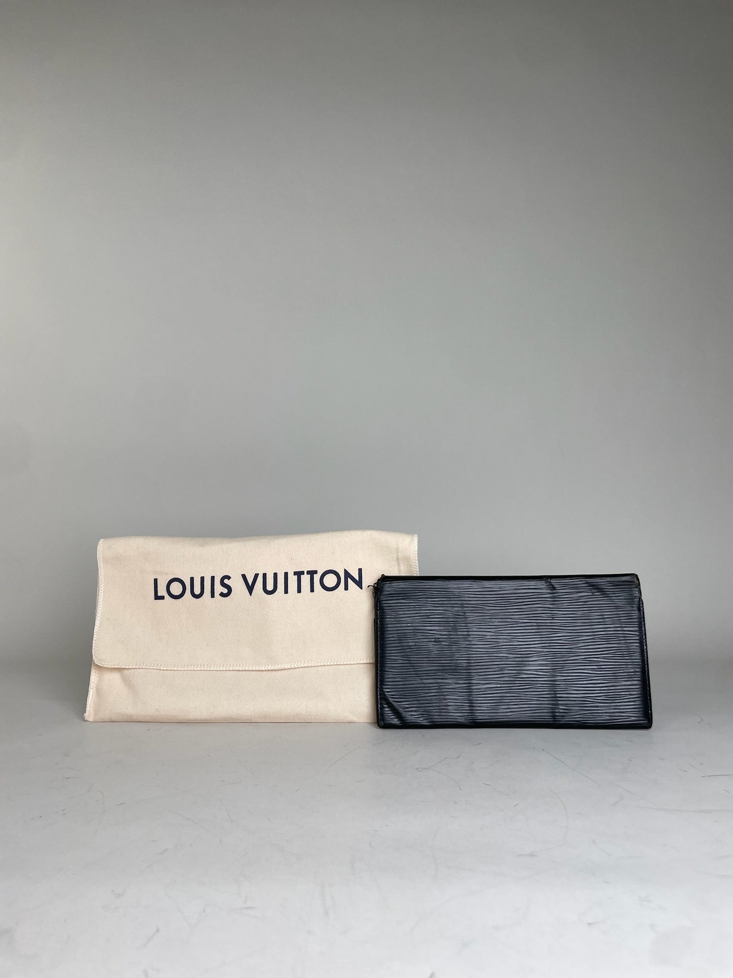 Vintage Louis Vuitton Epi Leather Clutch Black Silver