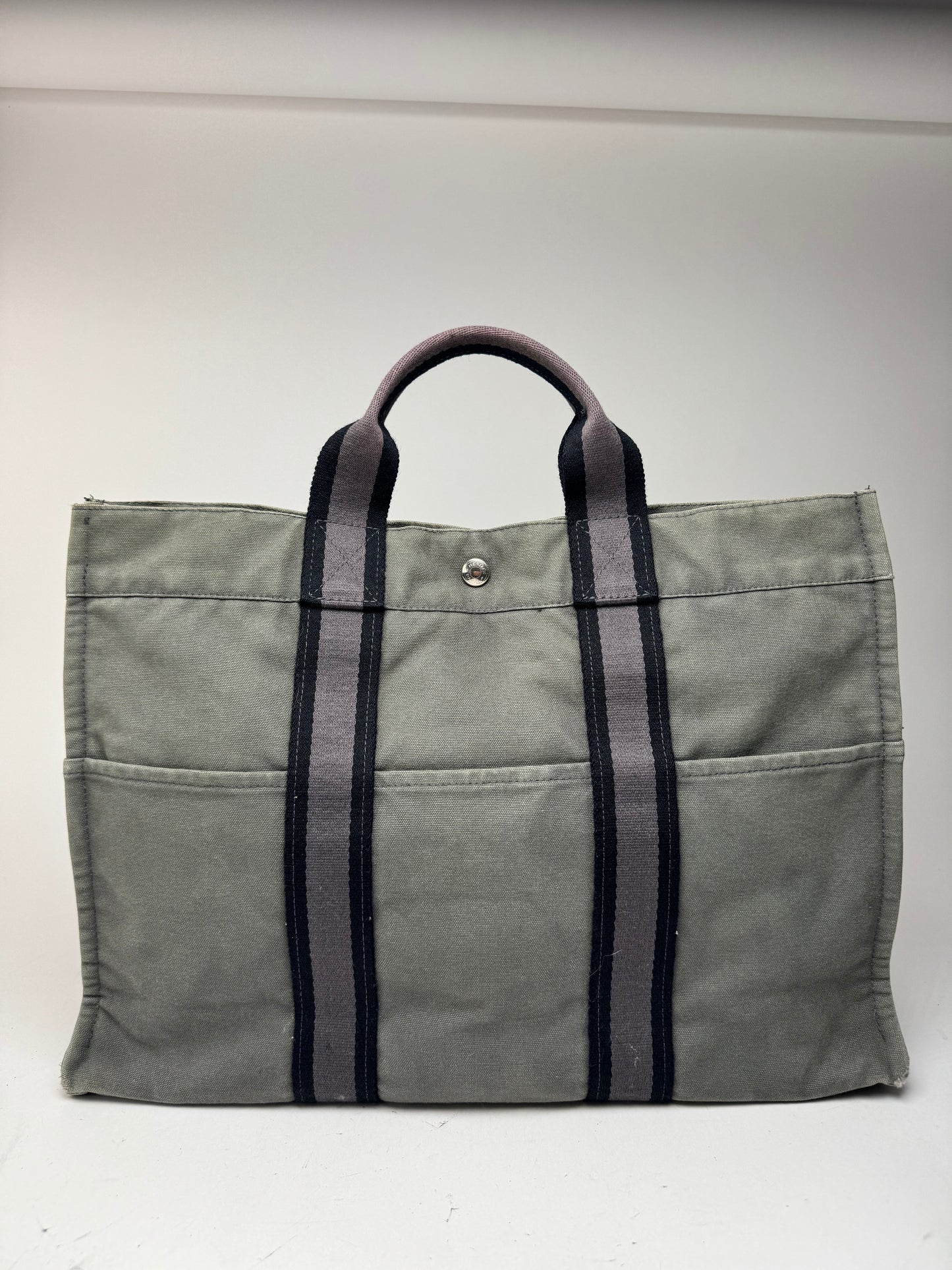 Vintage Hermes Shopper Bag Grey