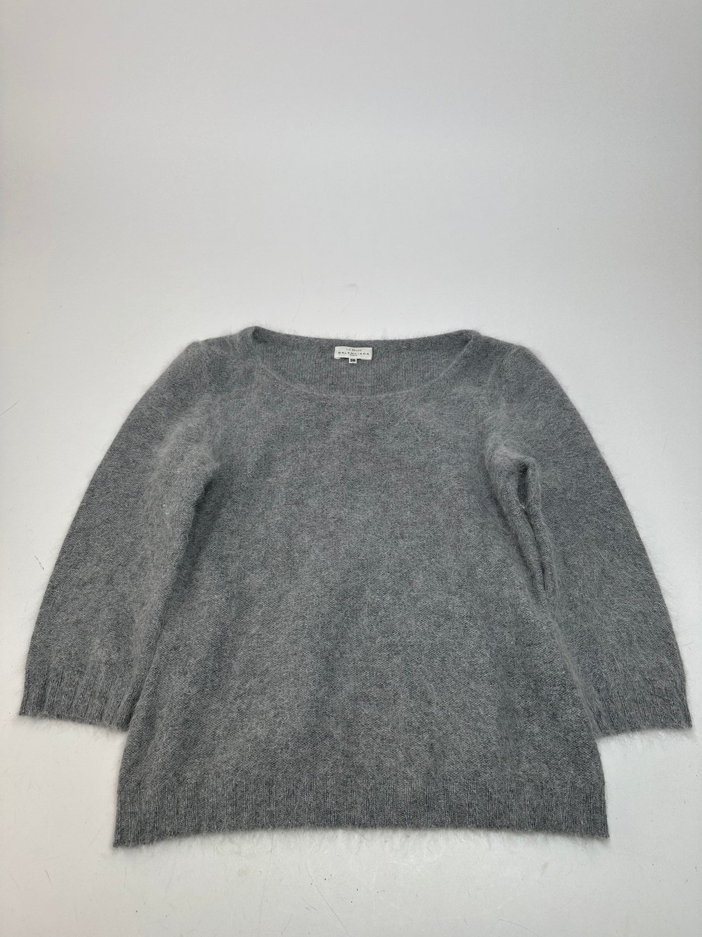 Vintage Balenciaga La Mode Angora Wool Knit Pullover Grey M
