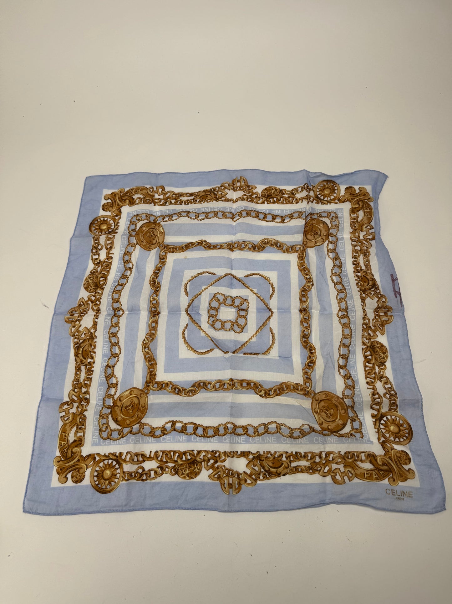 Vintage Celine Paris BaroqueScarf blue golden