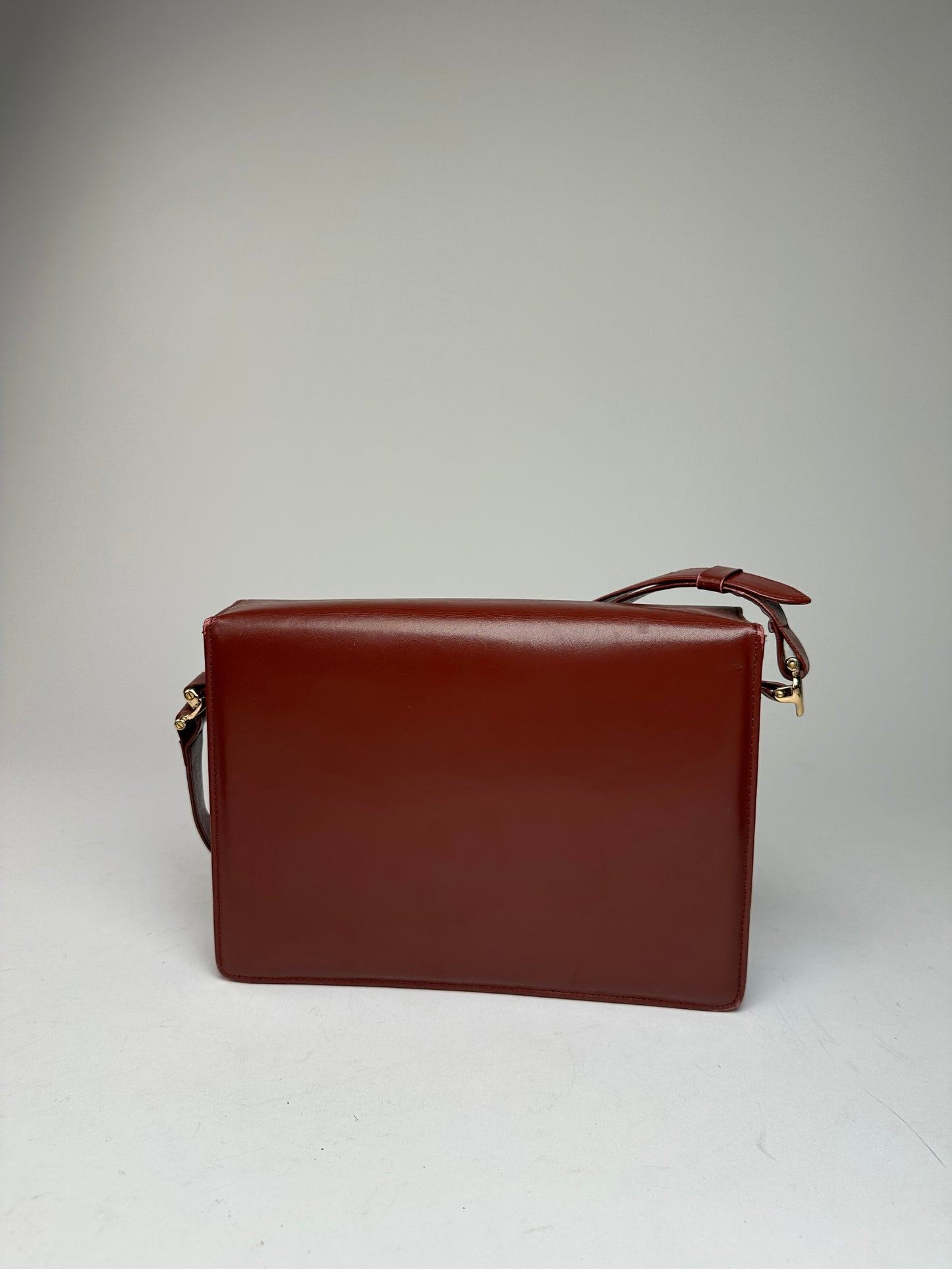 Vintage Cartier Leather Shoulder Bag Burgundy