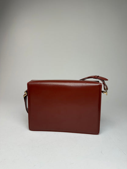 Vintage Cartier Leather Shoulder Bag Burgundy