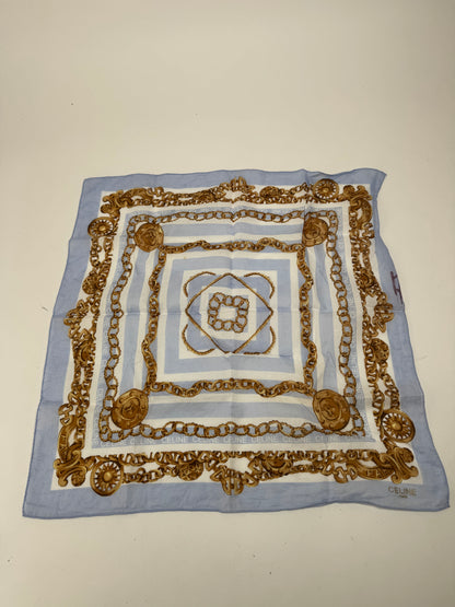 Vintage Celine Paris BaroqueScarf blue golden