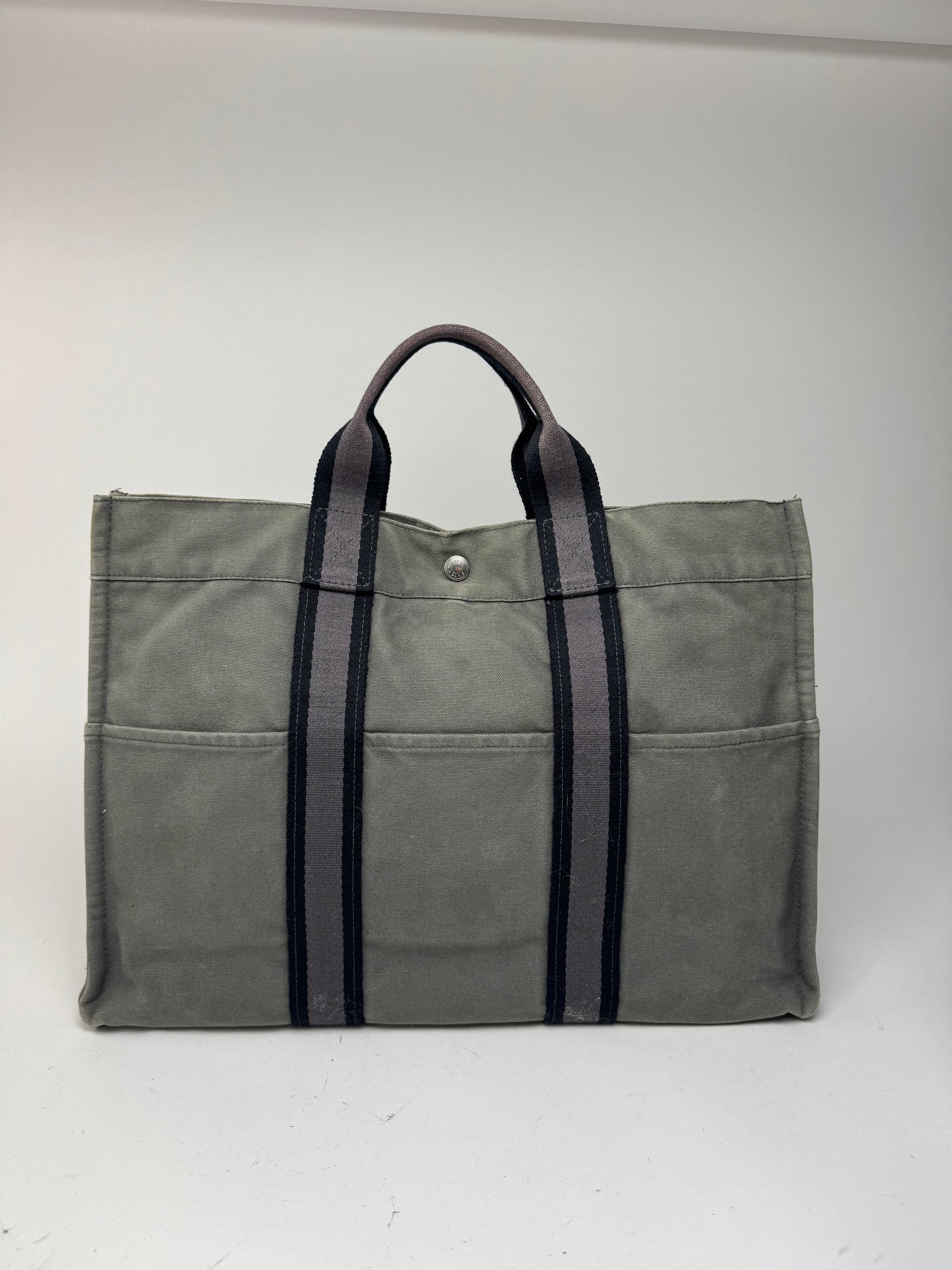 Vintage Hermes Shopper Bag Grey
