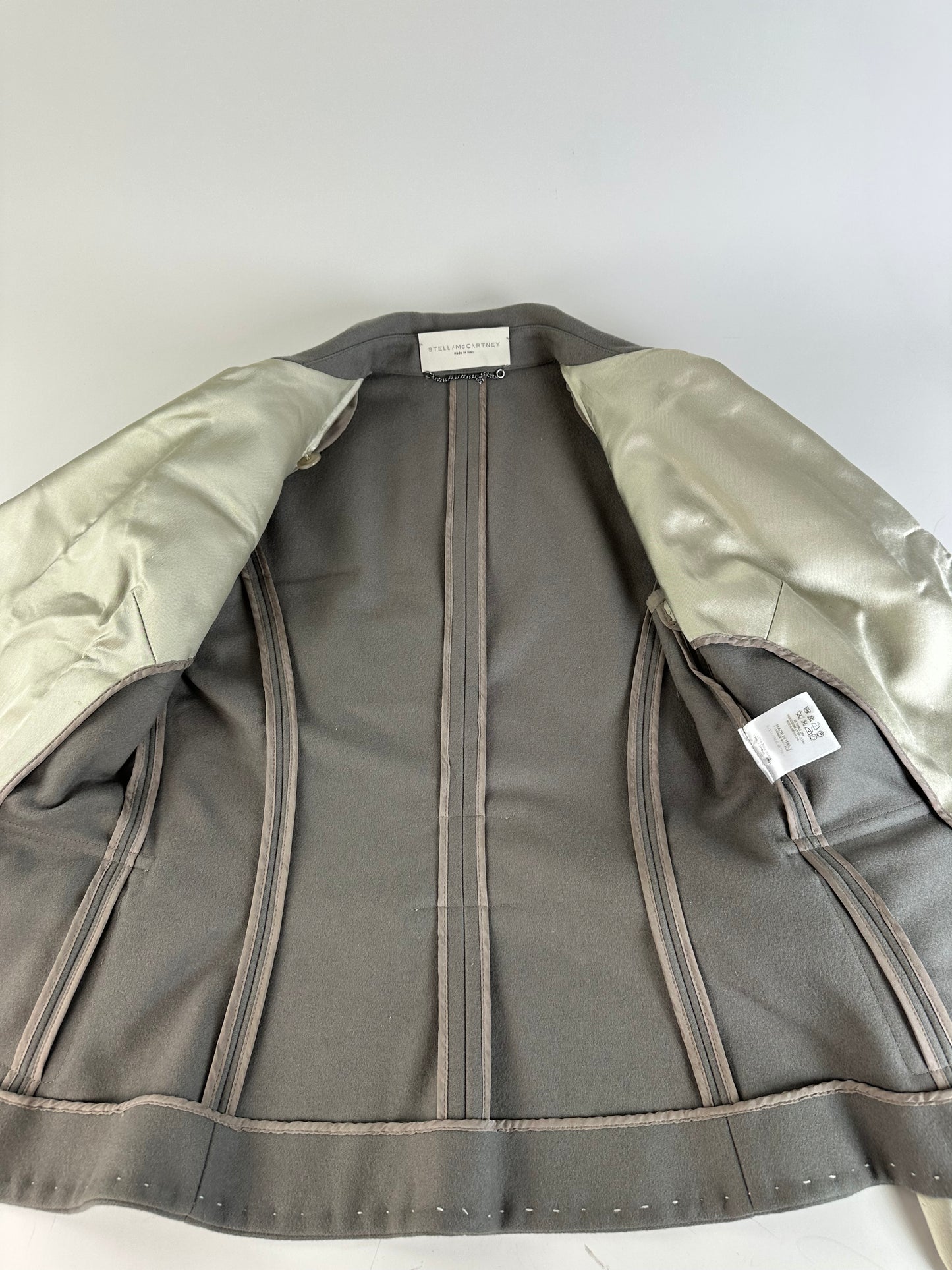Vintage Stella McCartney Wool Satin Blazer Grey Silver M