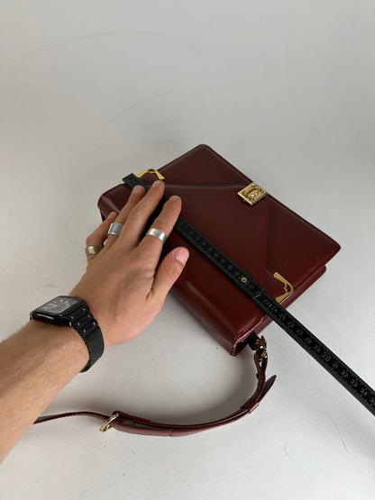 Vintage Cartier Leather Shoulder Bag Burgundy