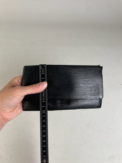 Vintage Louis Vuitton Epi Leather Clutch Black Silver