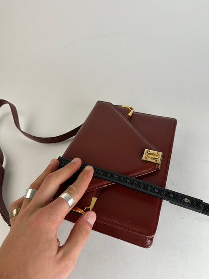 Vintage Cartier Leather Shoulder Bag Burgundy