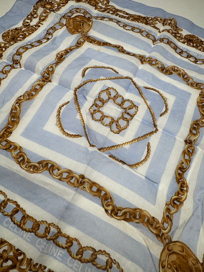 Vintage Celine Paris BaroqueScarf blue golden