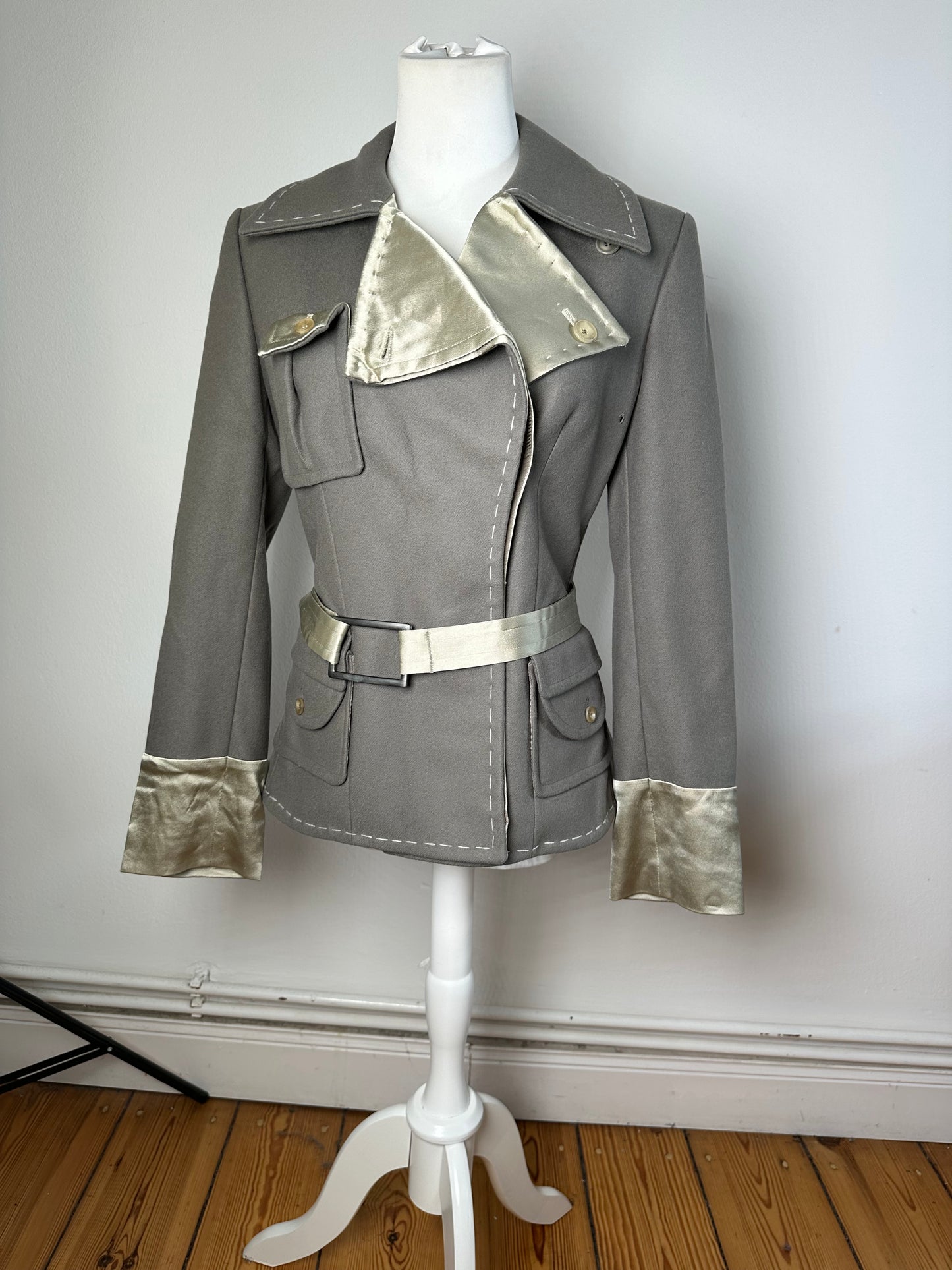 Vintage Stella McCartney Wool Satin Blazer Grey Silver M