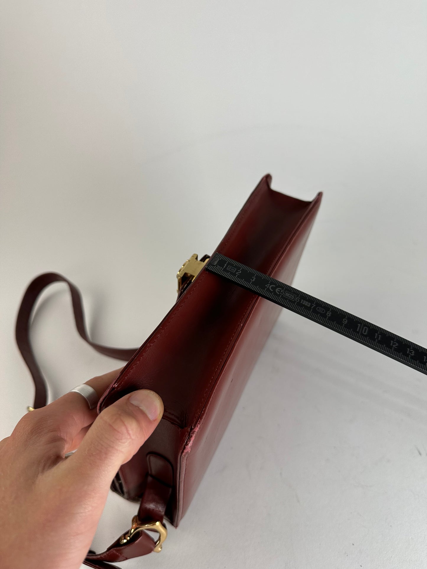 Vintage Cartier Leather Shoulder Bag Burgundy
