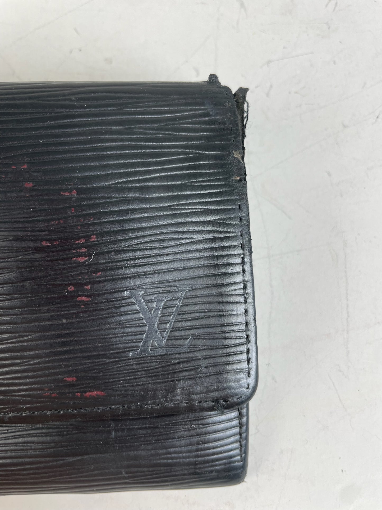 Vintage Louis Vuitton Epi Leather Clutch Black Silver