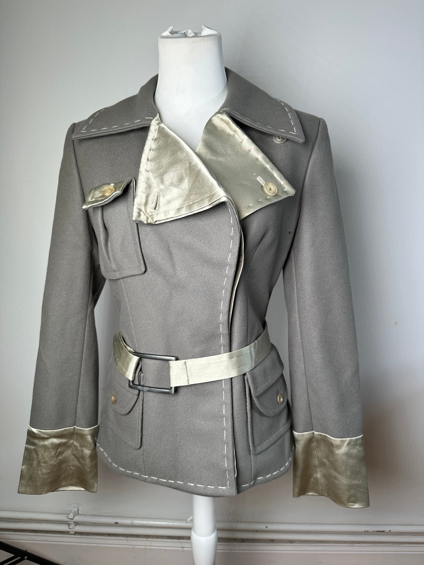 Vintage Stella McCartney Wool Satin Blazer Grey Silver M